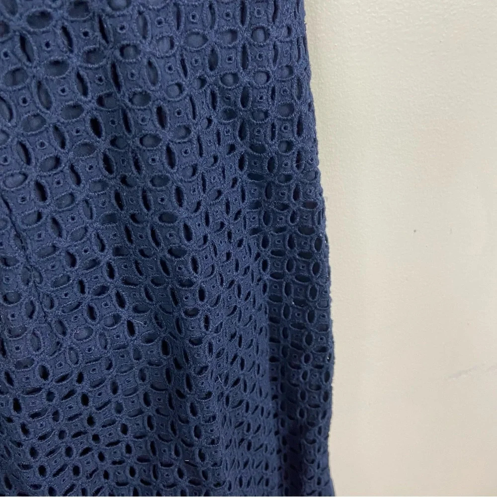 J Crew‎ Navy Blue Cotton High Next Eyelet Sheath Dress Size 0 Party Wedding - Picture 8 of 10